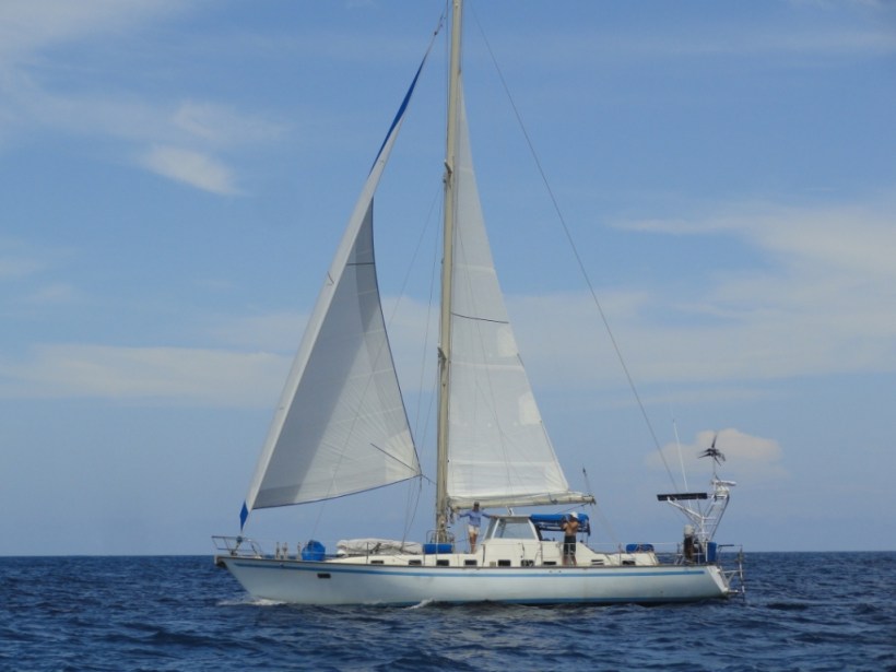 Pyewacket II, fibreglass and cutter rigged too.