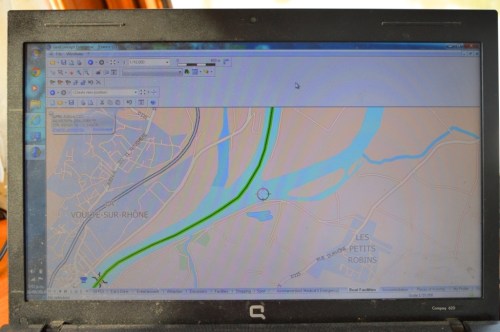 We are where the circle is, off the main channel.