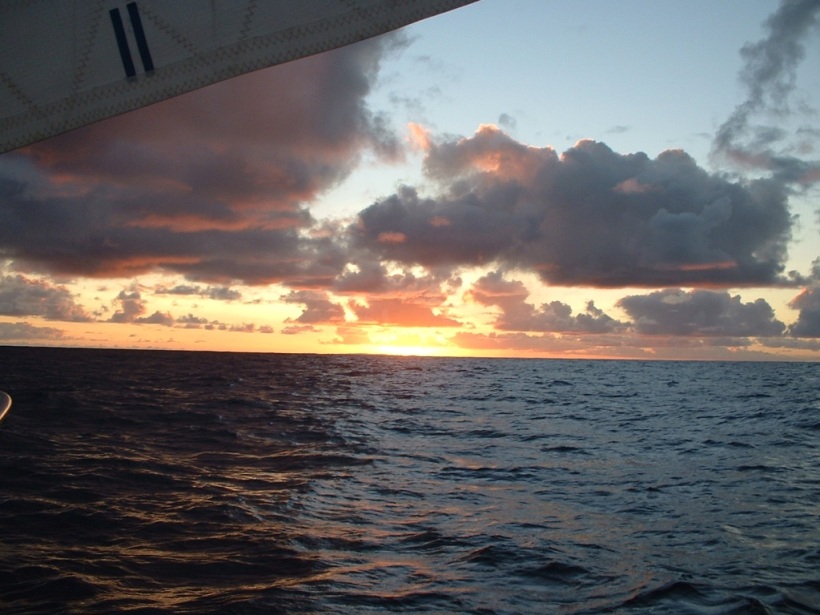 The Atlantic crossing. Vivid sunsets.