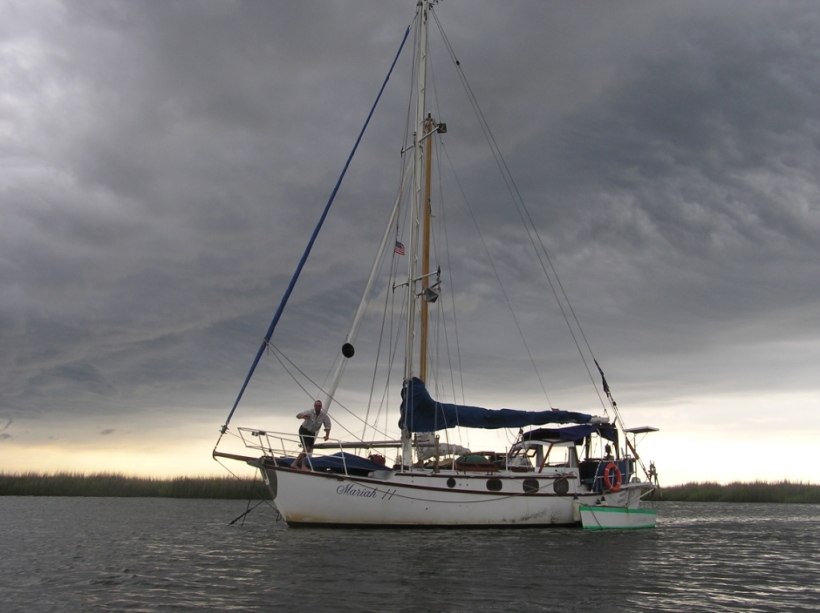 A safe anchorage in an approaching storm - on the east coast