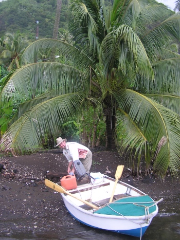 Fixing a sheared pin in an exotic place (Tahiti).