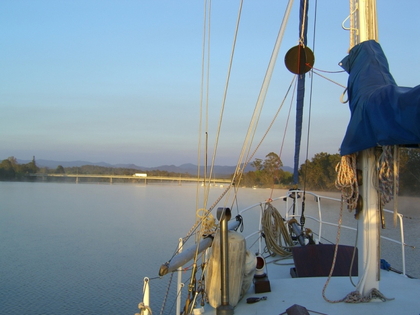 On anchor at Moruya NSW, where we studied to become Master 5 qualified (skipper of vessels up to 24 metres)