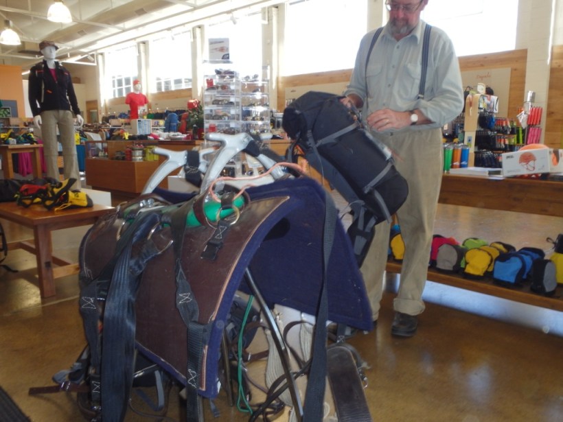 We were throwing out the hard panniers and buying back-packs - the saddle is in the camp shop - they are big and heavy